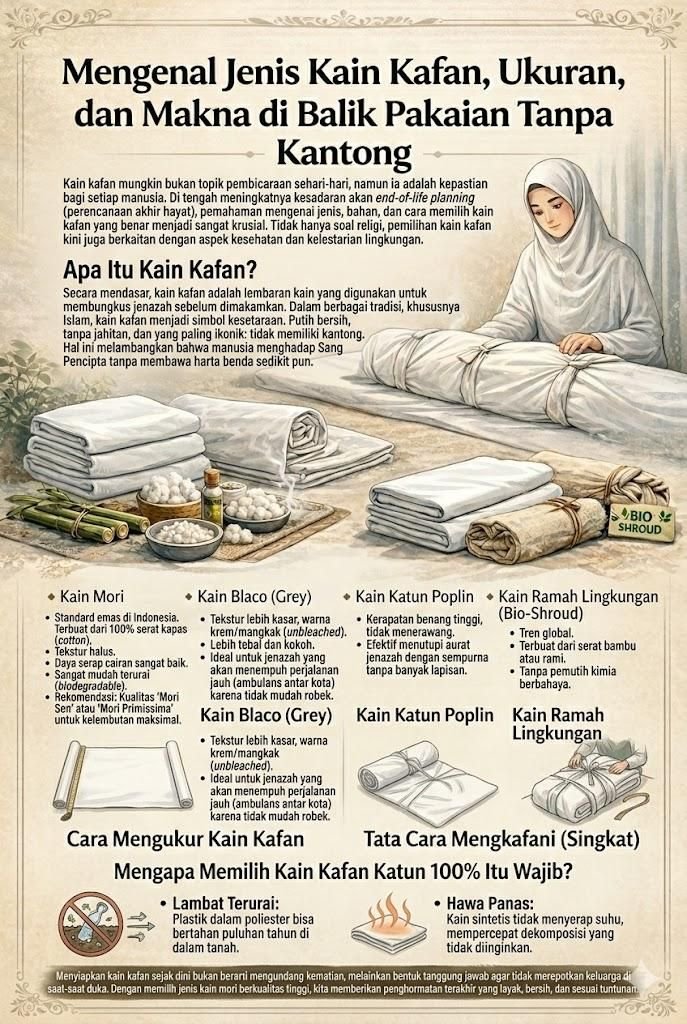 Mengenal Jenis Kain Kafan, Ukuran, dan Makna di Balik Pakaian Tanpa ...